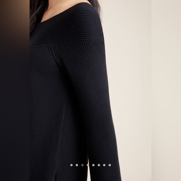 Anthropologie Elise Ribbed Tunic - boatneck black knit sweater - L - NWT - Picture 4 of 10